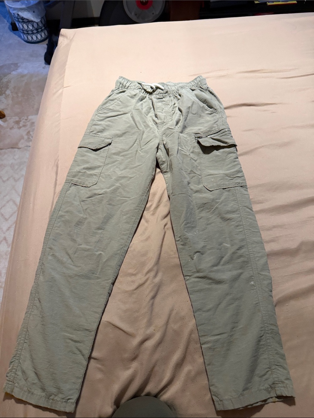 Kids Cargo Casual Pants in Light Sage Green